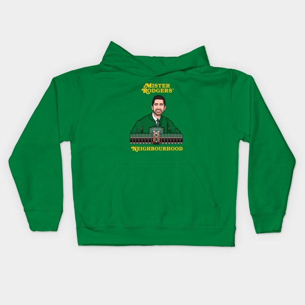 Green Bay Rodgers 12 MR. RODGERS NEIGHBOURHOOD Pack Lambeau Wisconsin Cheesehead Kids Hoodie by turfstarfootball